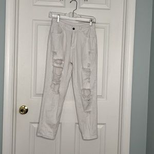 SHEIN White High-Waisted White Jean